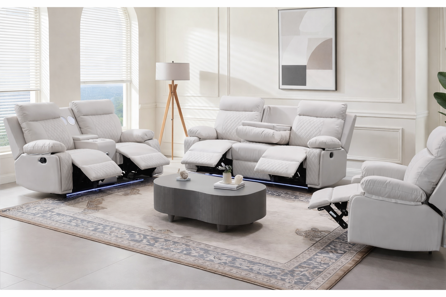 Dona Light Gray Recliner Set