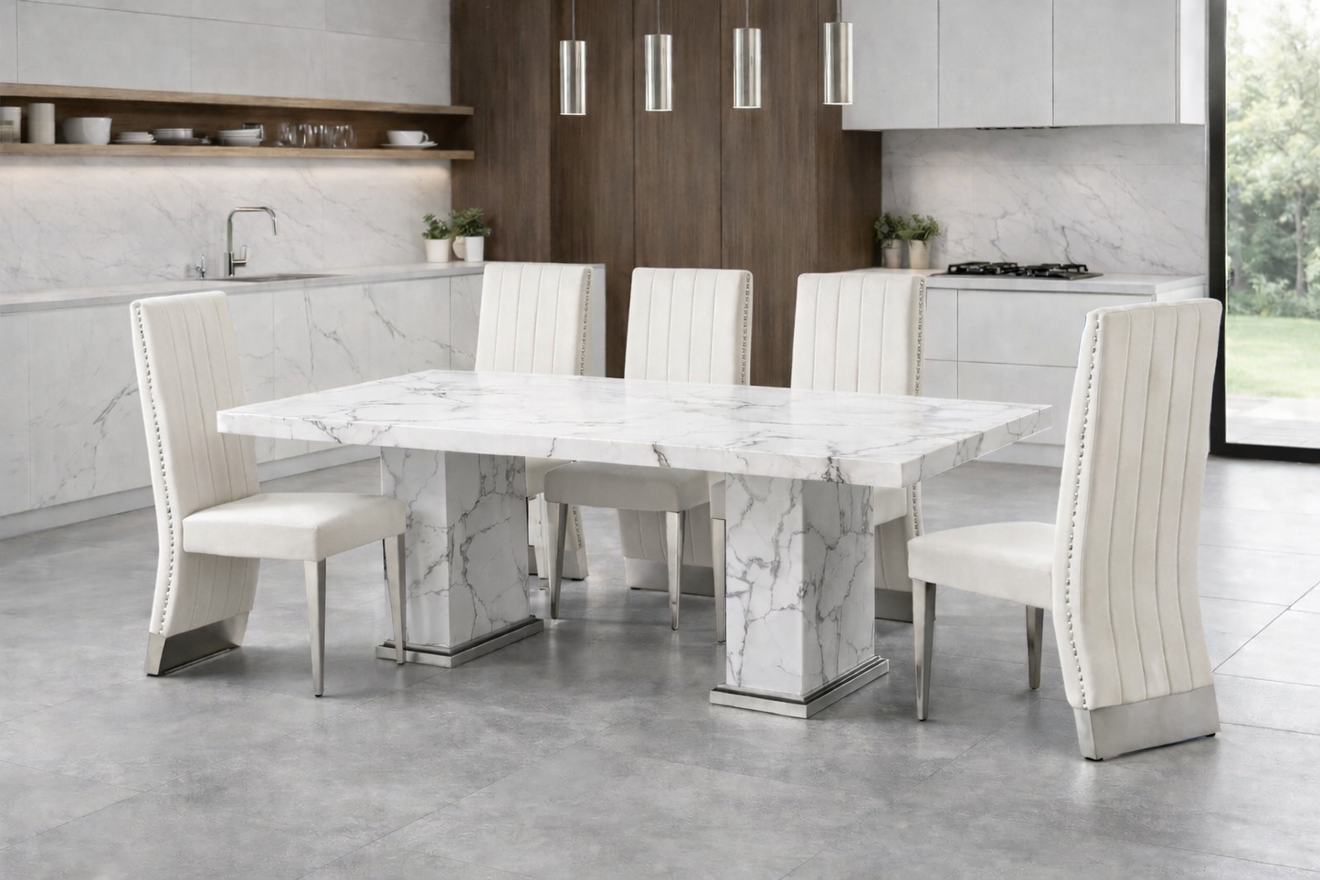 Vera White & Silver Dining Chair