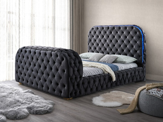 B014 - BLK TV FIREPLACE BED