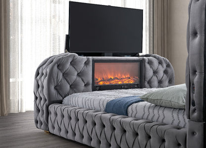 B014 - GREY TV FIREPLACE BED