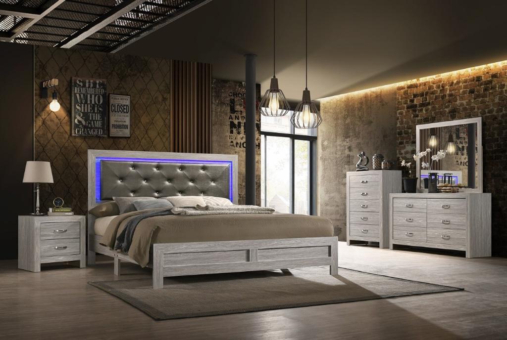 B903 - LED GREY BED SET **** LOW STOCK ****