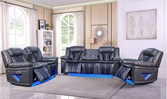R16 Grey/Black Recliner Livingroom Set