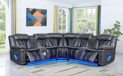 R16L Grey/Black Recliner Sectional Livingroom Set
