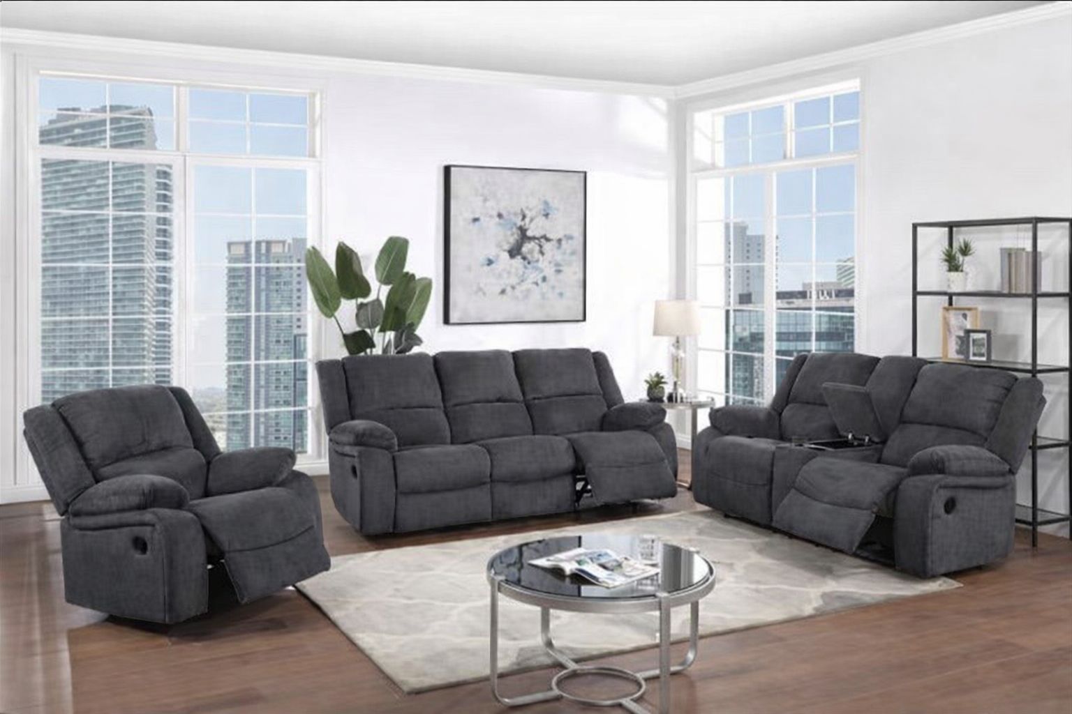 7691 Charcoal Recliner Living Set – Royal Furniture Wholesale
