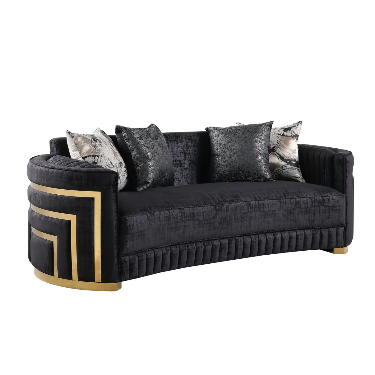 Ryan Black & Gold Sofa Set