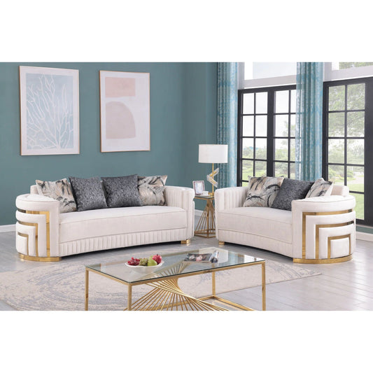 Ryan Cream & Gold Sofa Set