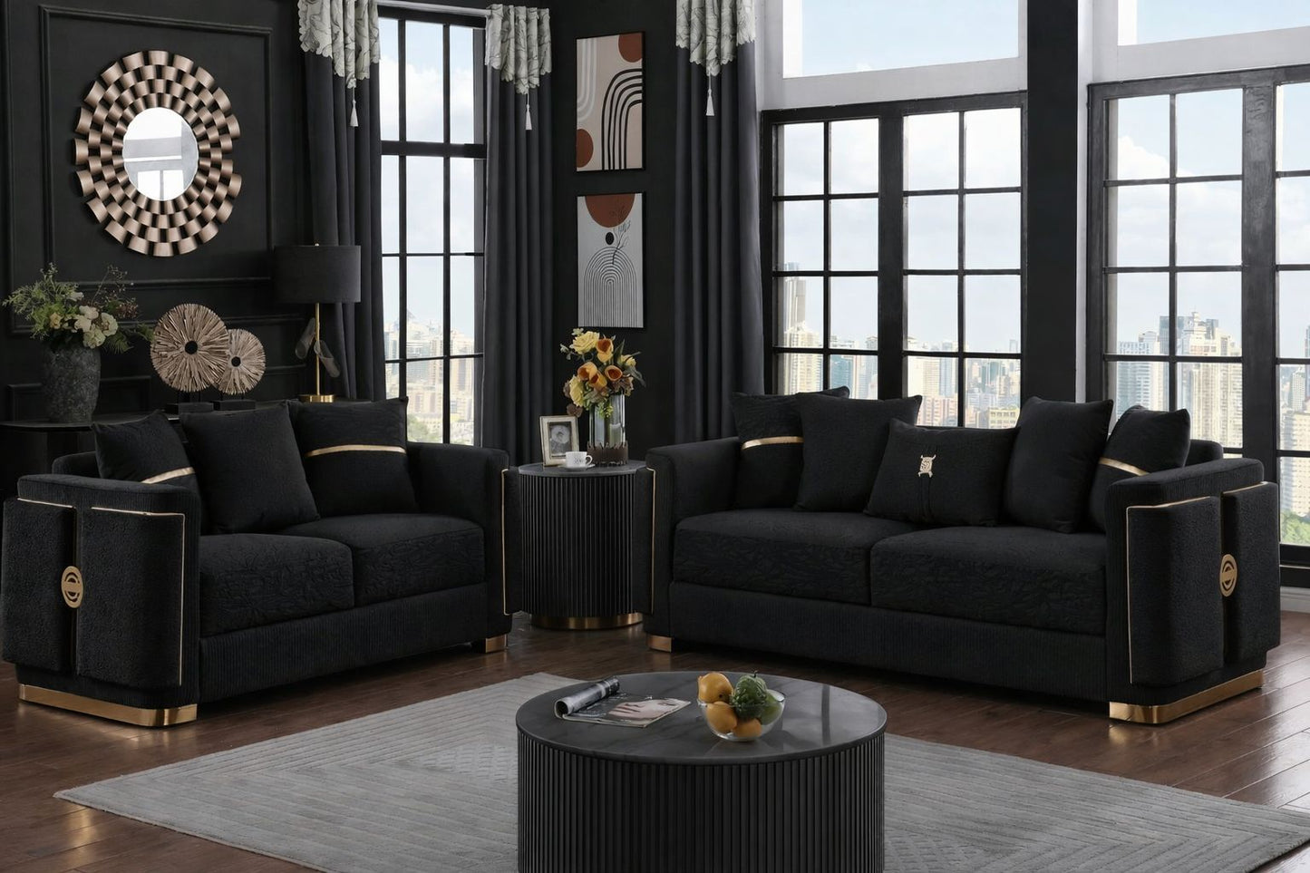Lulu Black Sofa Set