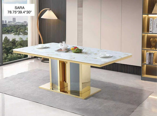 Sara White Marble Dining Table