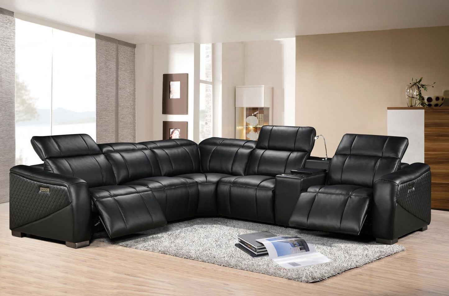 S100 Black Power Recliner Sectional