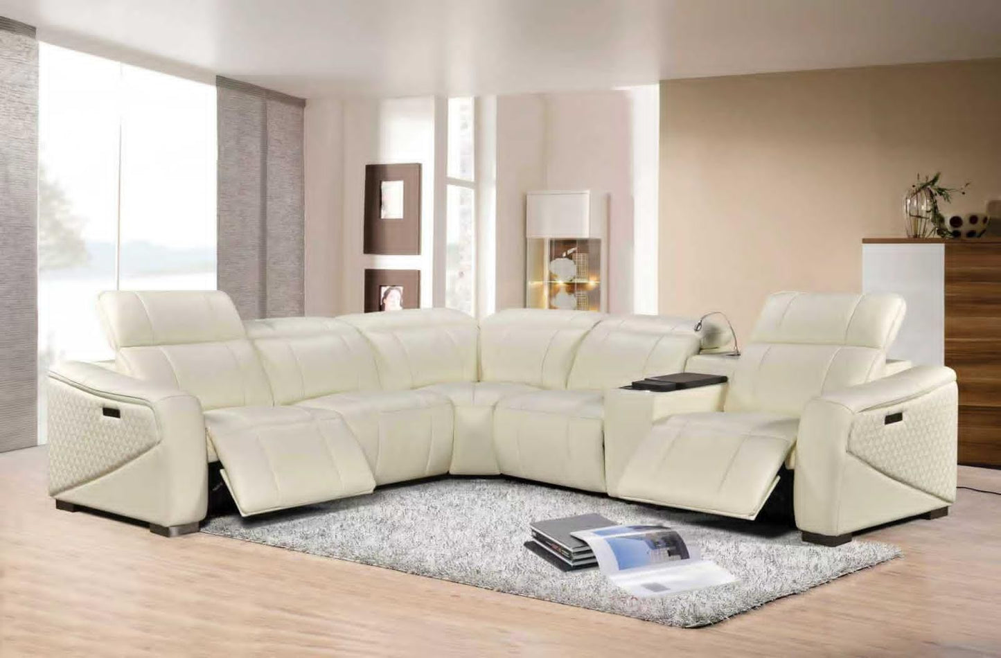S100 White Power Recliner Sectional
