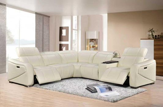 S100 White Power Recliner Sectional