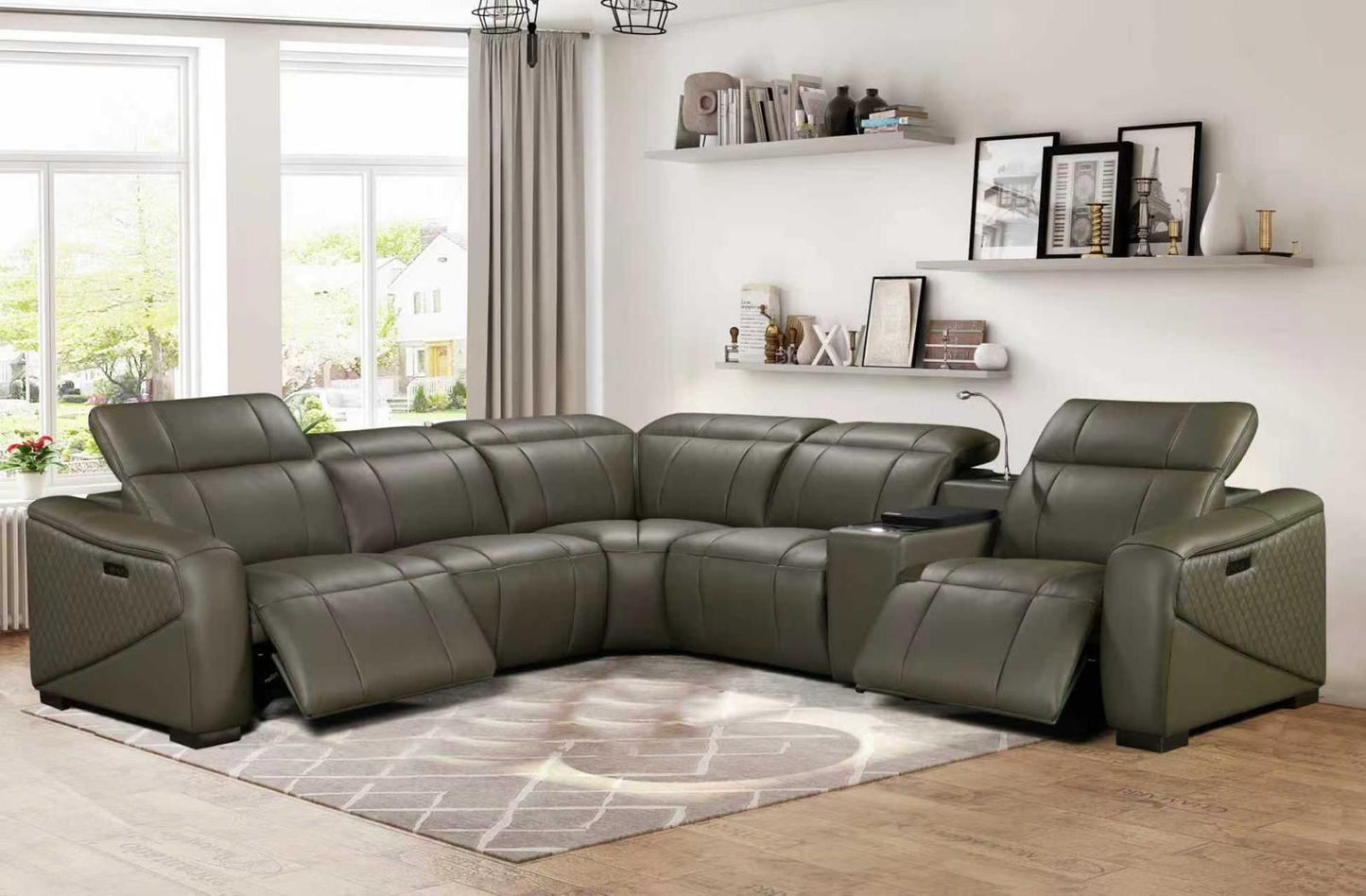 S100 Grey Power Recliner Sectional