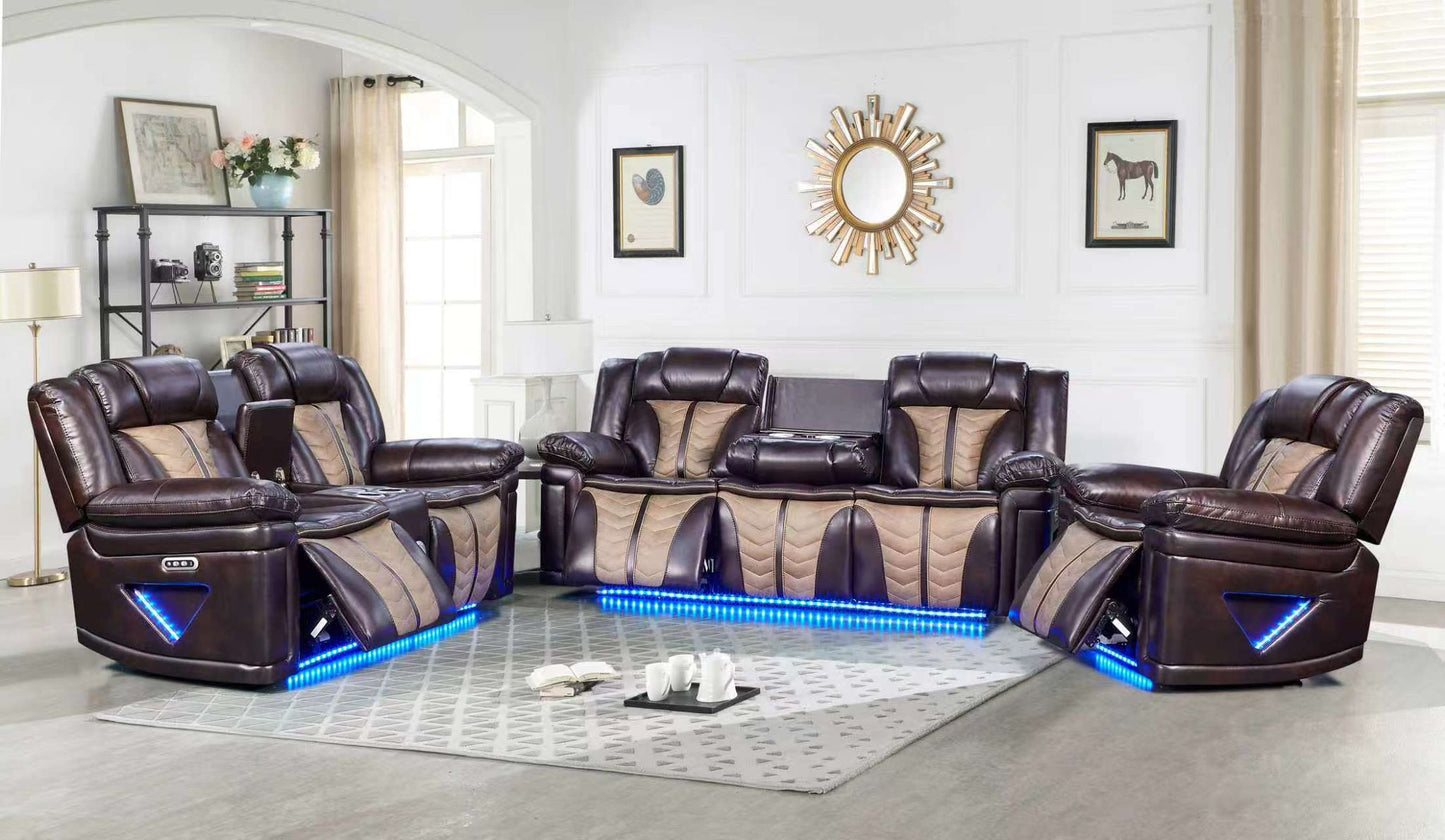 R16 Brown Power Recliner Set