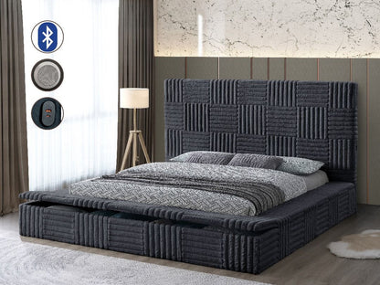 B2027 Dark Grey Corduroy Storage Bed