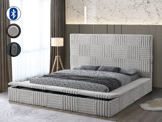 B2027 Light Grey Corduroy Storage Bed