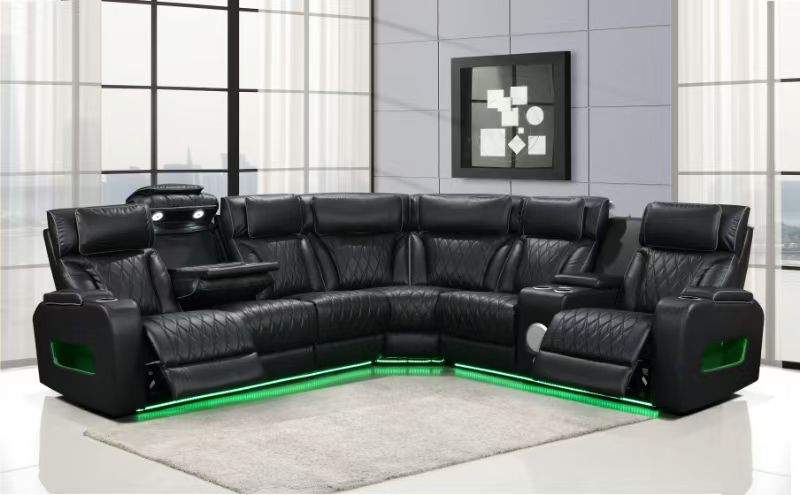 R07S Black Power Recliner Sectional